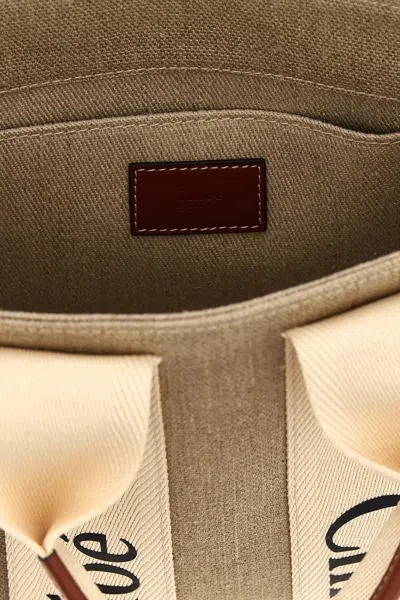 Chloé Structured White Handbag With Bold Branding In Brown