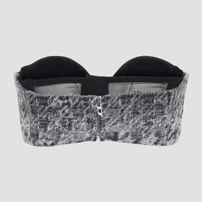 Diesel Abstract Textured Bodysuit With Structured Bust In Gray