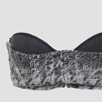 Diesel Abstract Textured Bodysuit With Structured Bust In Gray