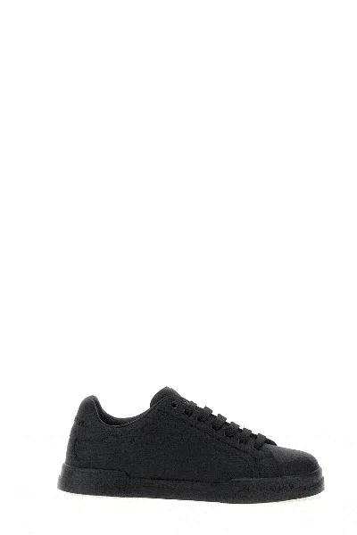 Dolce & Gabbana Leather Sneakers In Black