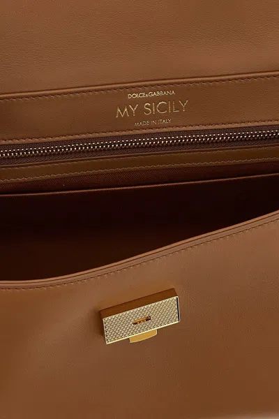 Dolce & Gabbana My Sicily Leather Shoulder Bag In Brown