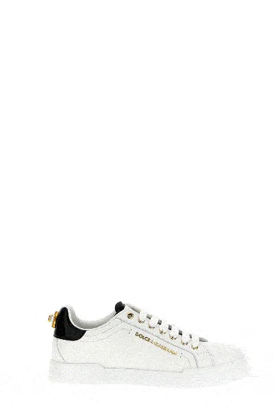 Dolce & Gabbana Dolce&gabbana White And Gold Low Sneakers