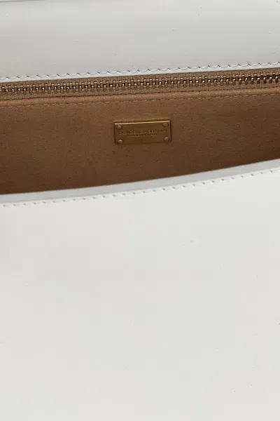 Dolce & Gabbana Quilted Calfskin Leather Crossbody Bag With Adjustable Strap In White