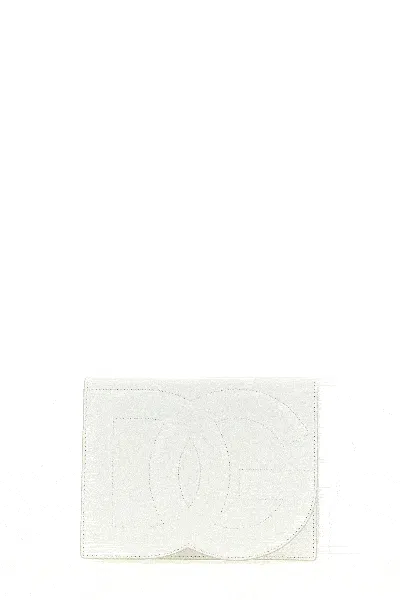 Dolce & Gabbana Quilted Calfskin Leather Crossbody Bag With Adjustable Strap In White