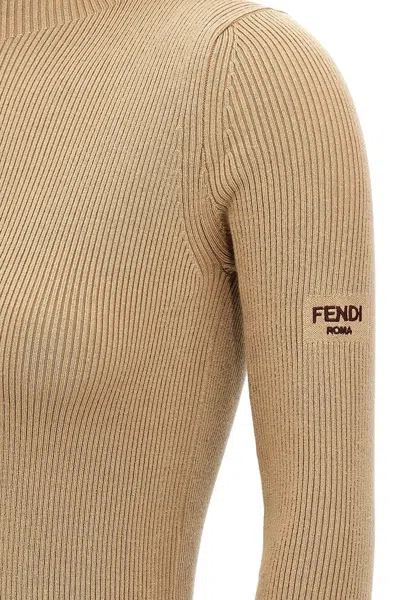 Fendi Wool And Silk Dress In Brown