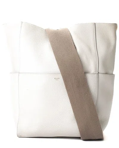 Celine White Leather Seau Sangle Handbag (authentic Pre-loved)