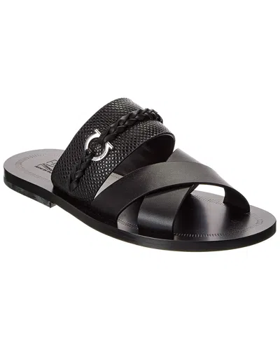Ferragamo Man Sandals Black Size 8.5 Leather