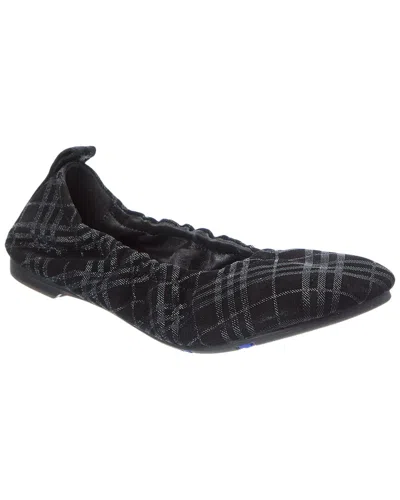 Burberry Baby Check Suede Ballerina Flat In Black