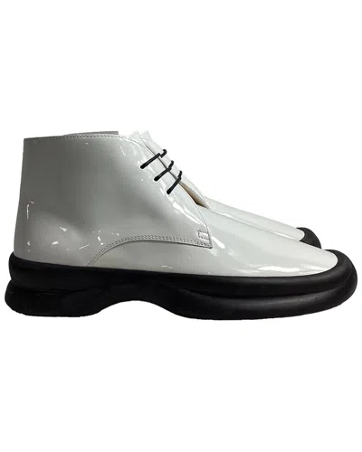 The Row Town Lace-up Ankle Boots In White Patent Leather