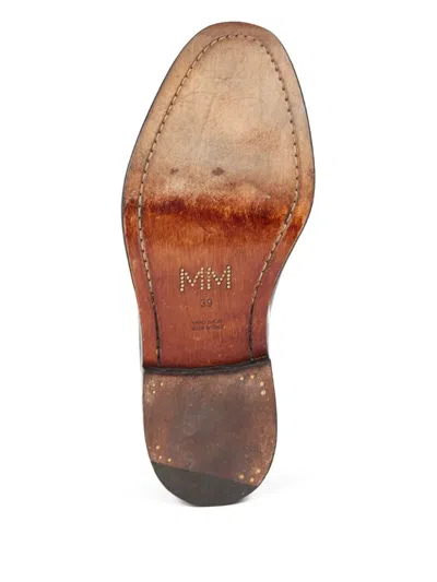 Maison Margiela Round Toe Lace-up Leather Shoes With Flat Sole In Black