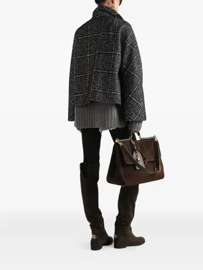 Dolce & Gabbana Short Double-breasted Checked Coat Dolce E Gabbana In Black