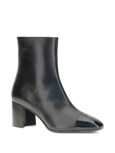 Carel Paris Leather Ankle Boots With Mid Block Heel In Black