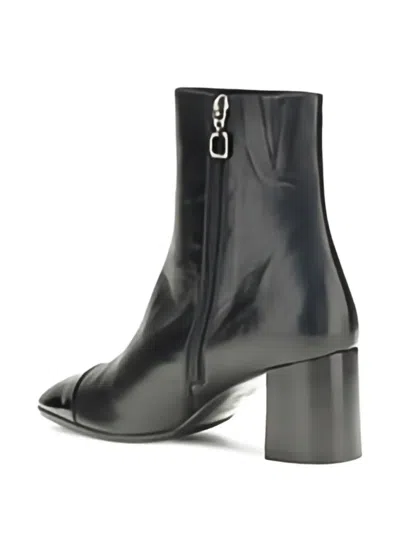Carel Paris Leather Ankle Boots With Mid Block Heel In Black