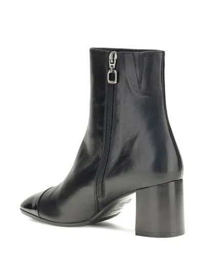 Carel Paris Leather Ankle Boots With Mid Block Heel In Black
