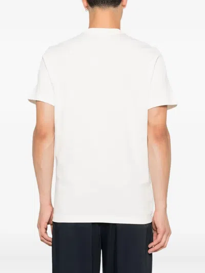 Moncler Ivory Cotton Tricolour Logo T-shirt In White