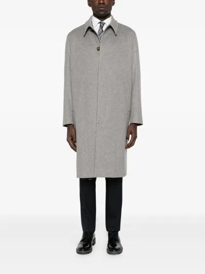 Lardini Buttoned Patch-pocket Coat In Gray