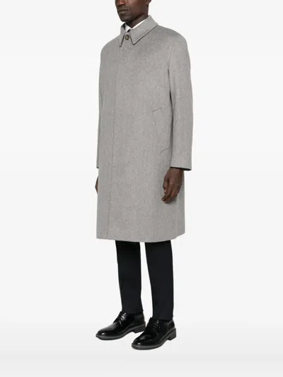 Lardini Buttoned Patch-pocket Coat In Gray