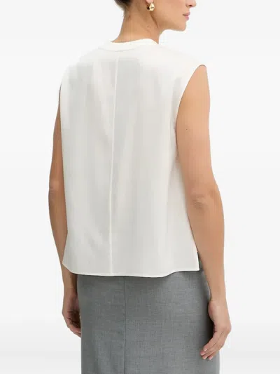 Hugo Boss Sleeveless V-neck Blouse In Gray