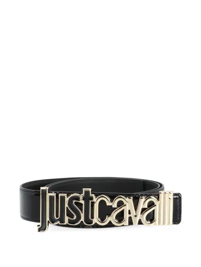 Just Cavalli Belt Patent Leather Metallic Detail In Black