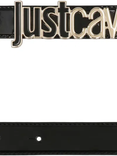 Just Cavalli Belt Patent Leather Metallic Detail In Black