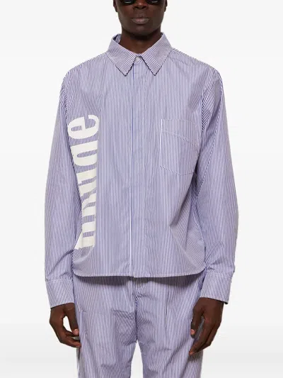 Rhude Stripe-pattern Logo-print Shirt In Blue