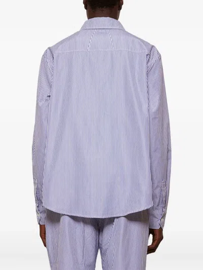 Rhude Stripe-pattern Logo-print Shirt In Blue