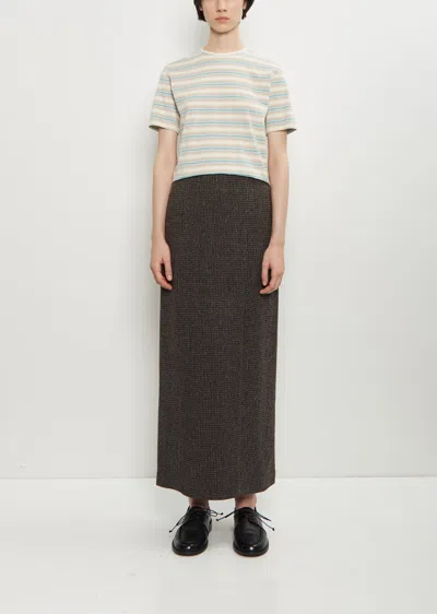 Auralee Khaki Lama Shetland Wool Tweed Maxi Skirt In Green