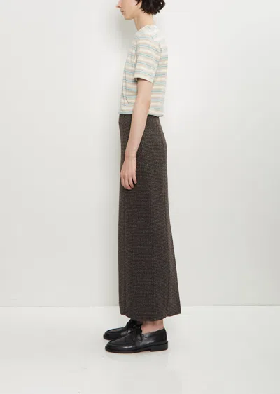 Auralee Khaki Lama Shetland Wool Tweed Maxi Skirt In Green