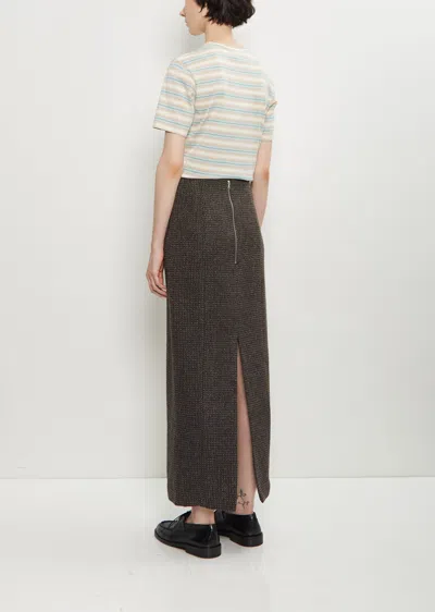 Auralee Khaki Lama Shetland Wool Tweed Maxi Skirt In Green