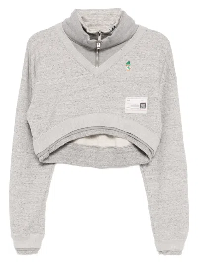 Miharayasuhiro Maison Mihara Yasuhiro Layered Effect Cropped Sweatshirt In White