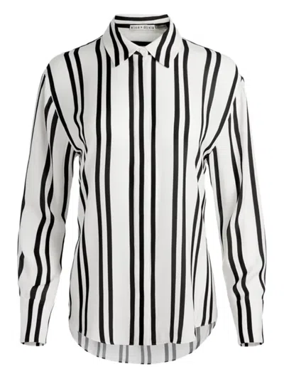 Alice And Olivia Dimitra Oversized High-low Shirt In White