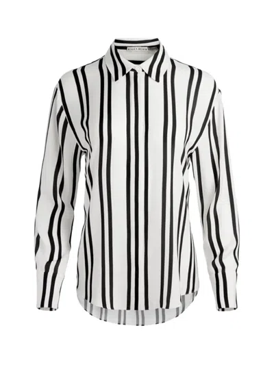 Alice And Olivia Dimitra Oversized High-low Shirt In White