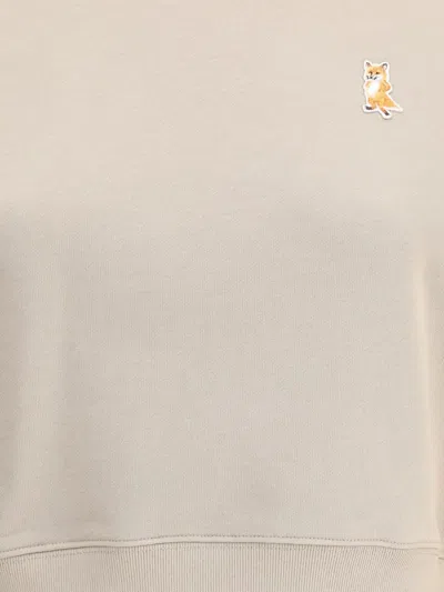 Maison Kitsuné Knitwear With Ribbed Cuffs And Crew Neck In Neutral