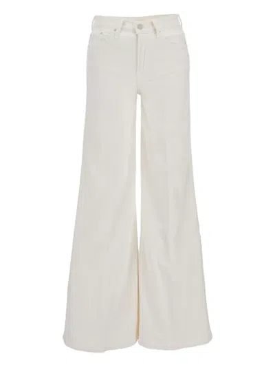Mother Wide Leg Five Pocket Trousers In White