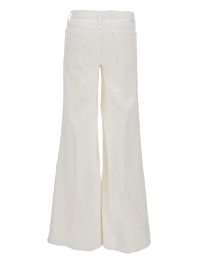 Mother Wide Leg Five Pocket Trousers In White