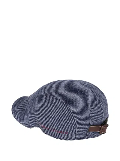 Brunello Cucinelli Wool Flap Cap Curved Brim In Blue