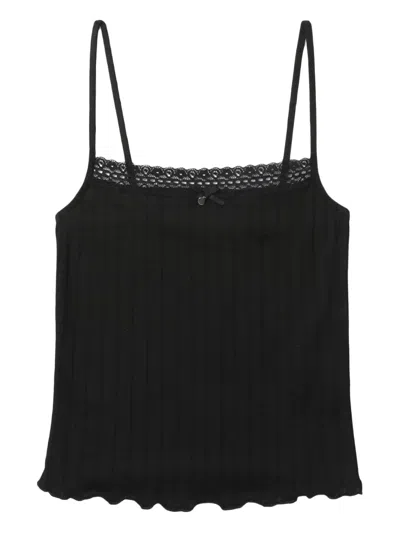 Bapy By *a Bathing Ape® Lace-trimmed Ribbed Top In Black