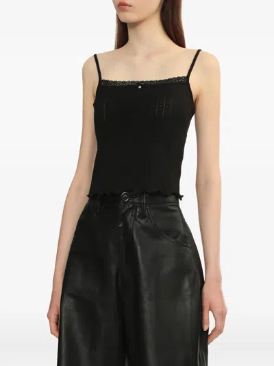 Bapy By *a Bathing Ape® Lace-trimmed Ribbed Top In Black