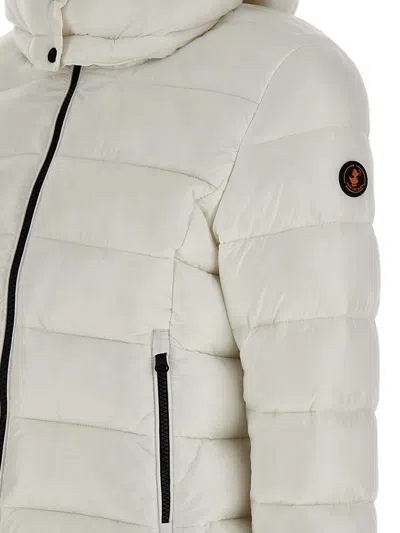 Save The Duck Horizontal-quilted Hooded Puffer Jacket In White