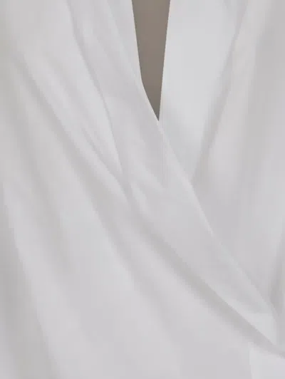 Alberta Ferretti White Cotton Blouse With Wrap Design In White
