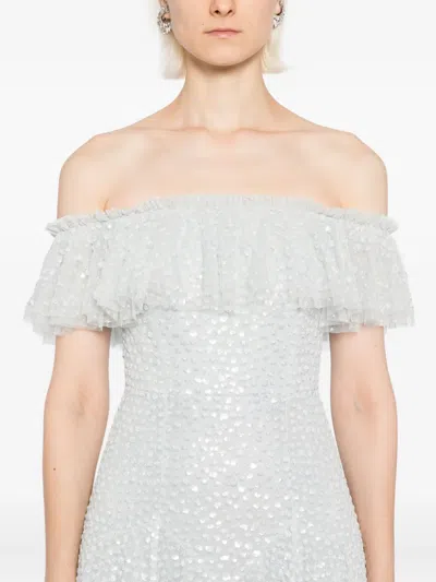 Needle & Thread Dappled Sequin-embellished Tulle Gown In Blue