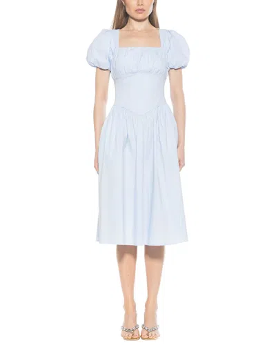 Alexia Admor Iris Smocked Short Sleeve Midi Dress In Blue