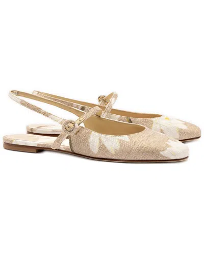 Larroude Georgina Raffia Flat In Sand