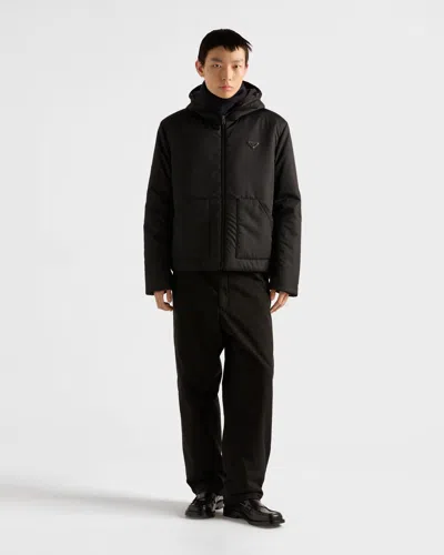 Prada Men's Hooded Re-nylon Jacket In Black