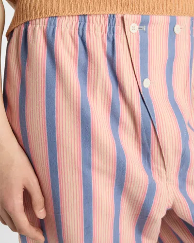 Prada Striped Cotton Pants In Pink