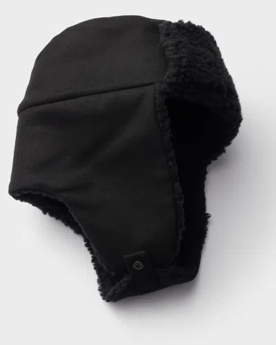 Prada Cloth Trapper Hat In Black