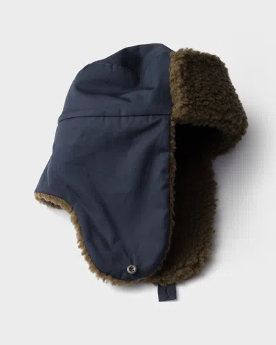 Prada Poplin Trapper Hat With Fleece Lining In Brown