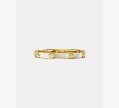 Kate Spade Imitation Pearl Gold Hinge Bangle Bracelet In Gold