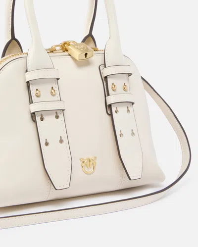 Pinko Leather Mini Escape Bag Bowling Bag In White