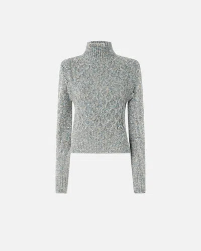 Pinko Knit Turtleneck With Cable Stitch In Multi